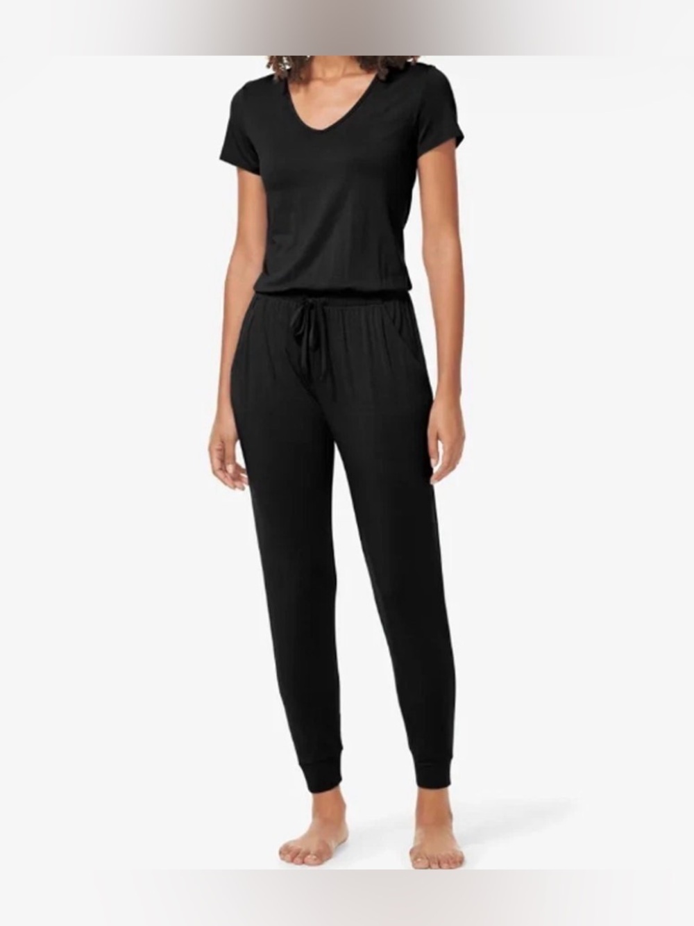 Tommy John Black Lounge Jumpsuit Pajama One Piece XS Soft Modal Pockets